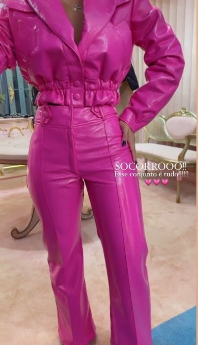 Conjunto Jaqueta e Calça Vinil Pink