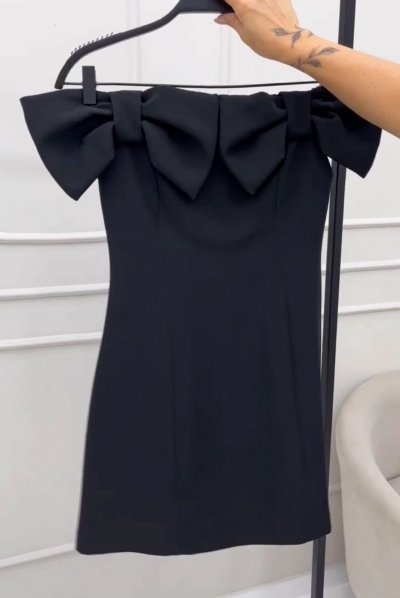 Vestido Curto Lacinhos Preto