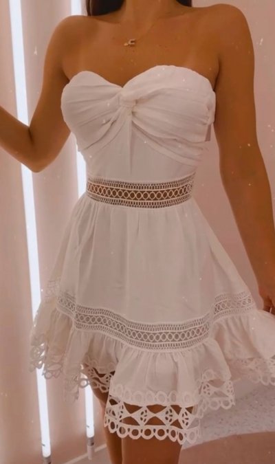 Vestido Curto Guipir Branco